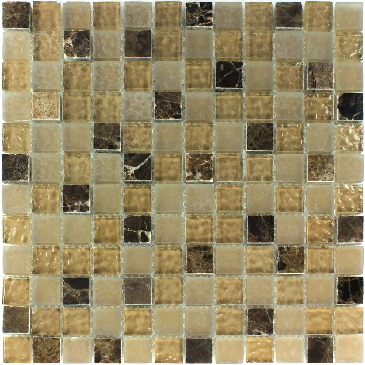 Muestra Azulejos De Mosaico Cristal Mármol Beige Marrón Acanalado