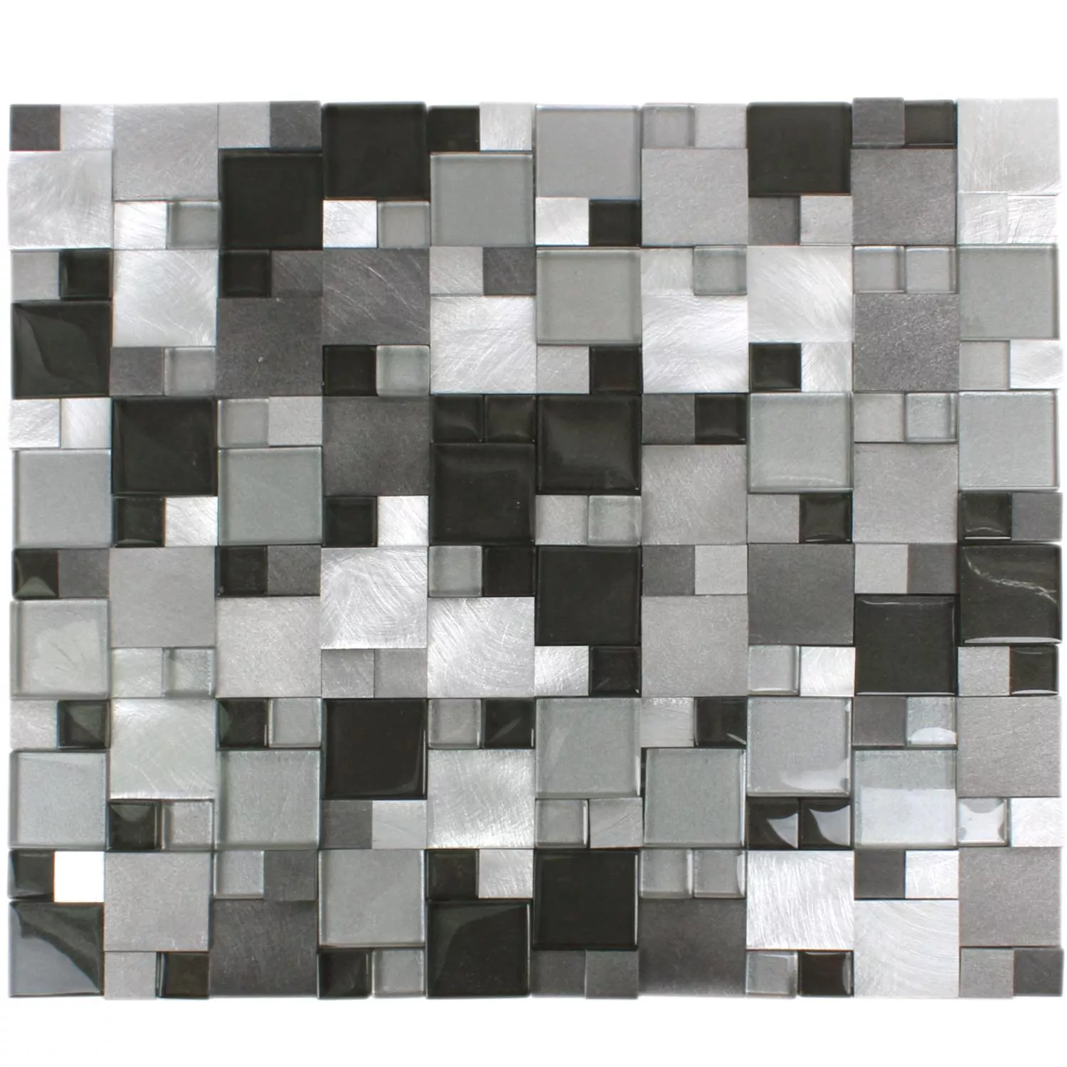 Muestra Azulejos De Mosaico Cristal Auminio Condor 3D Negro Mezcla