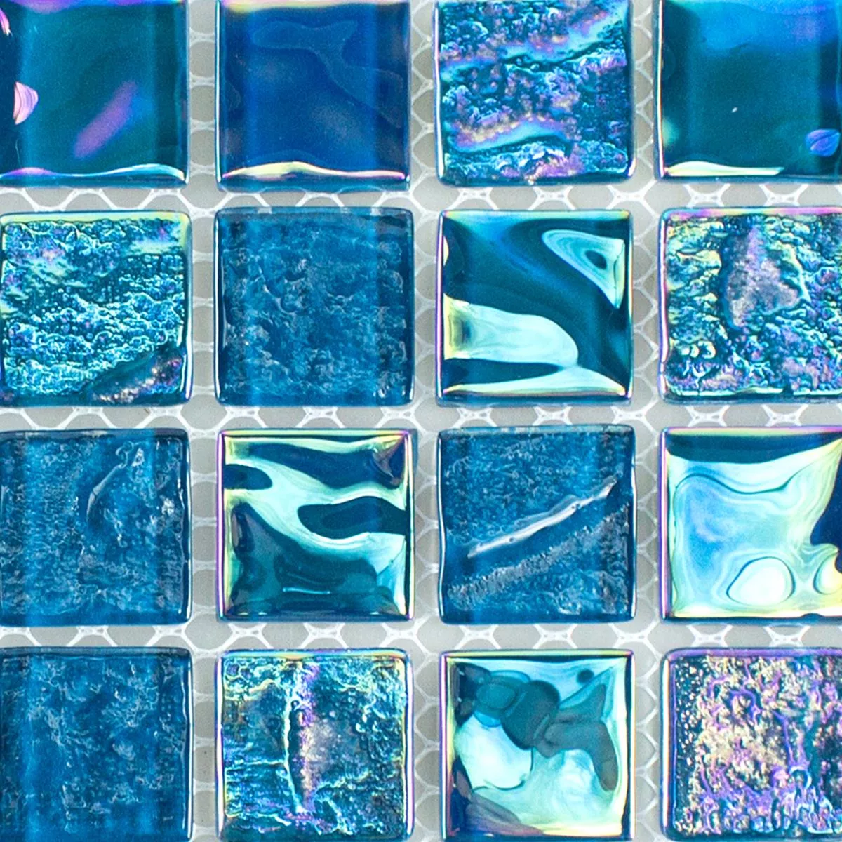 Muestra Mosaico de Cristal Azulejos Efecto Nacarado Carlos Azul 23