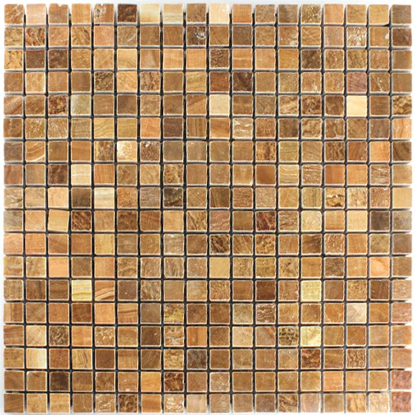 Azulejos De Mosaico Mármol Marrón Pulido 15x15x7mm