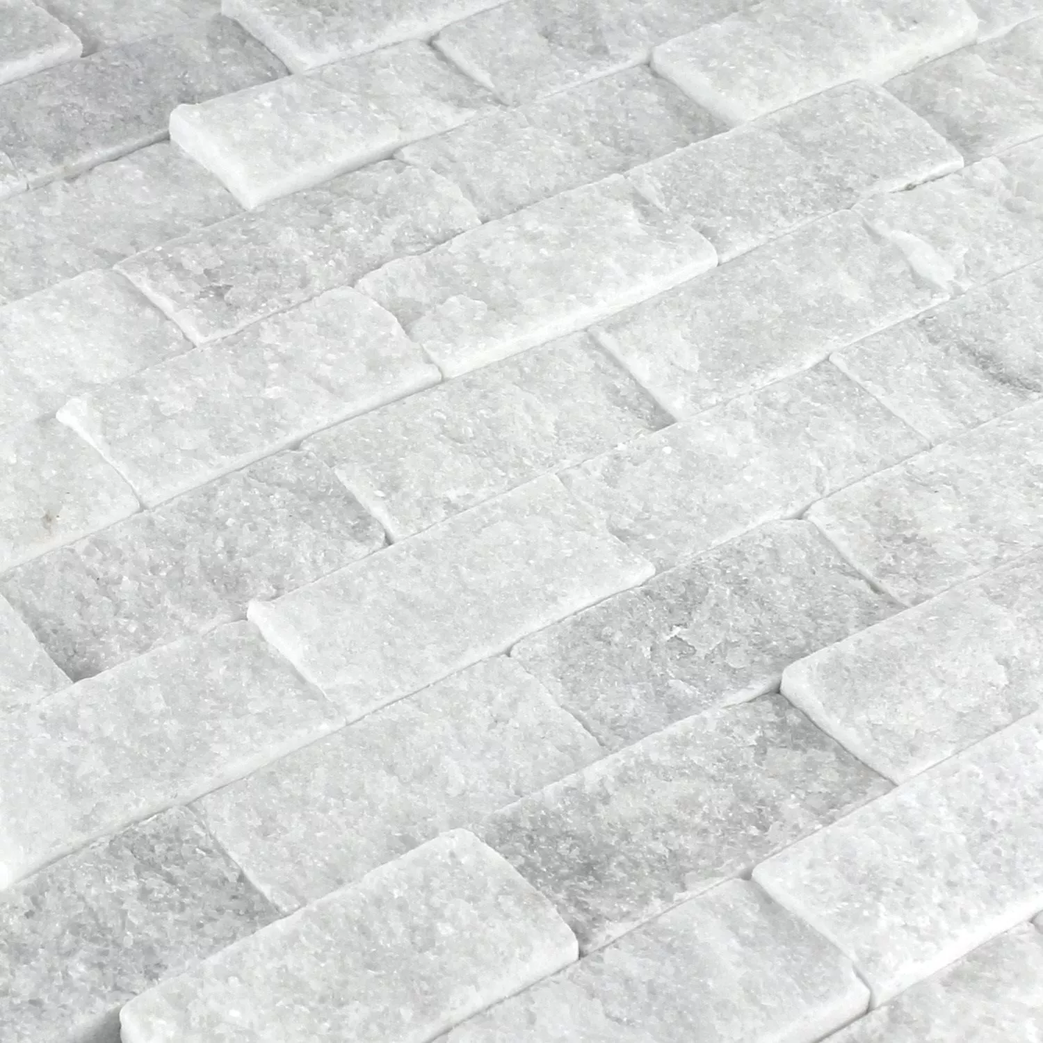 Azulejos De Mosaico Piedra Natural Mármol Treviso Brick Blanco 3D