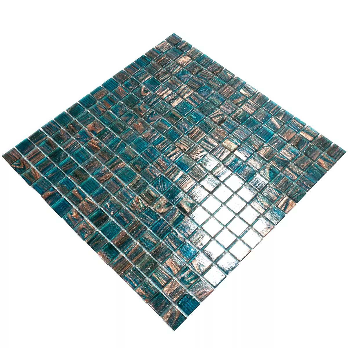 Muestra Mosaico de Cristal Azulejos Kyoto Petrol Azul