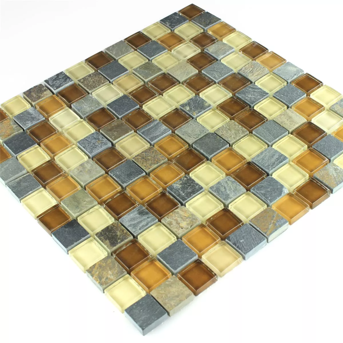 Muestra Azulejos De Mosaico Cristal Piedra Natural Beige