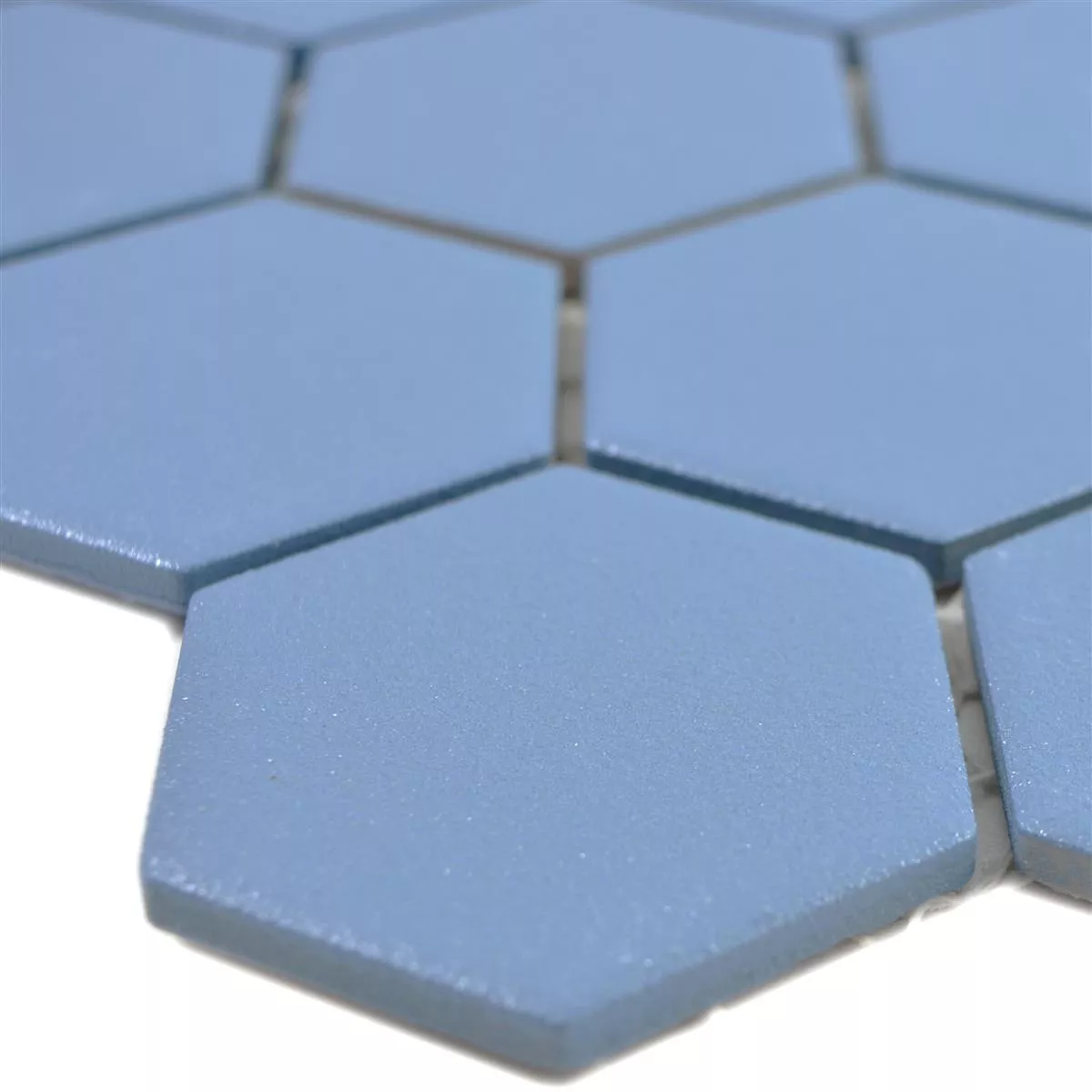 Muestra Mosaico Cerámico Bismarck R10B Hexagonales Azul H51