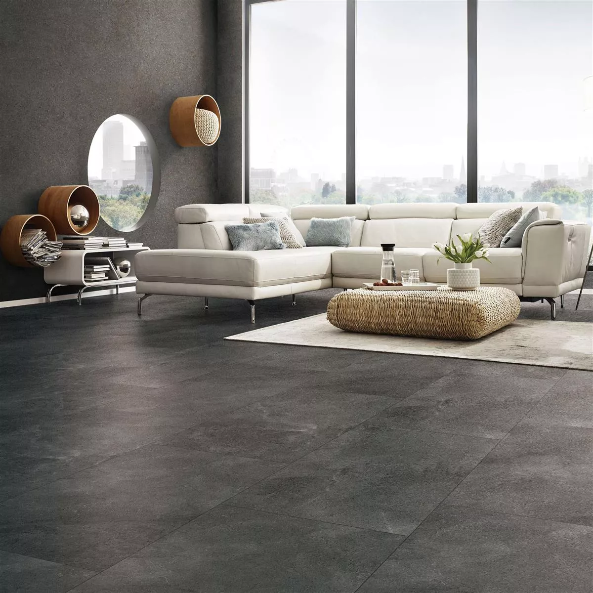 Muestra Pavimento Bangui Aspecto de Piedra 60x120cm Gris Oscuro