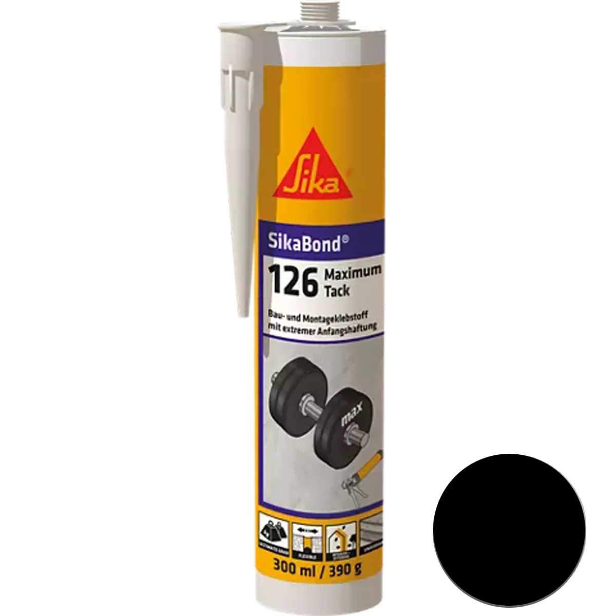 Sikabond-126 Adhesivo Elástico Maximum Tack Negro 300 ml