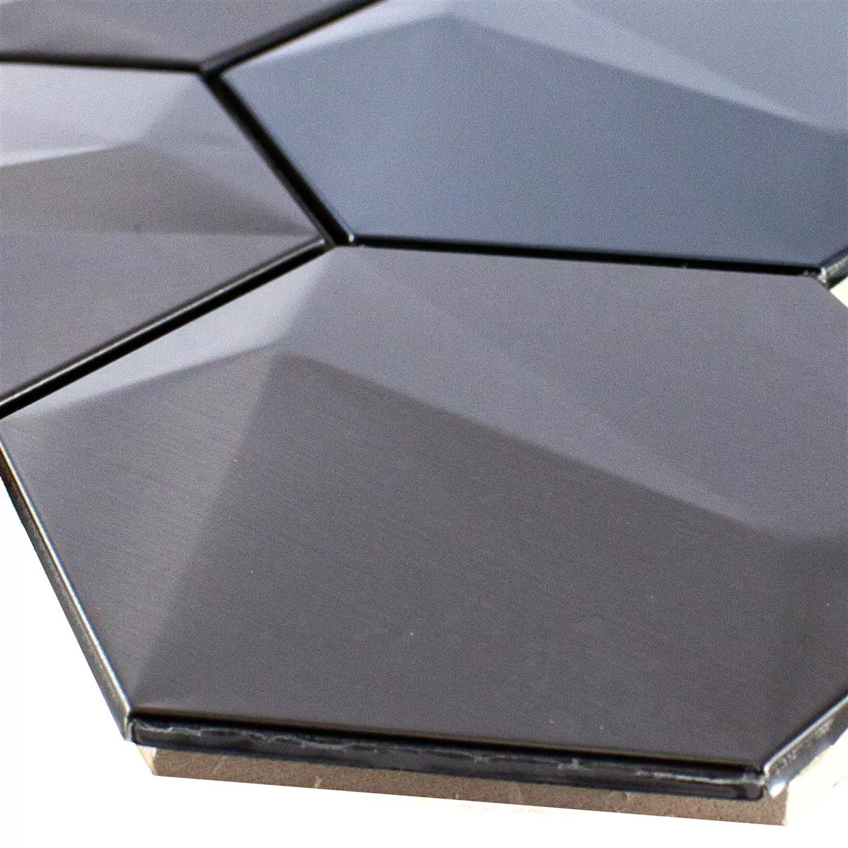 Acero Inoxidable Azulejos De Mosaico Durango Hexagonales 3D Marrón Acero Inoxidable Azulejos De Mosaico Durango Hexagonales 3D Marrón