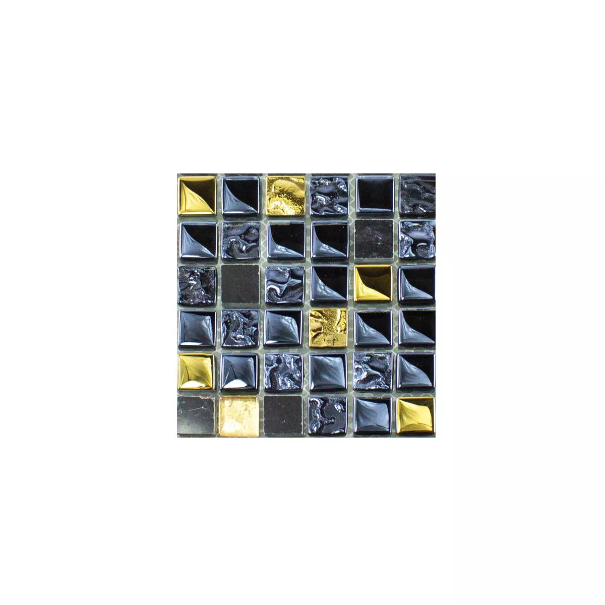 Muestra Cristal Piedra Natural Azulejos De Mosaico Cooktown Negro Oro