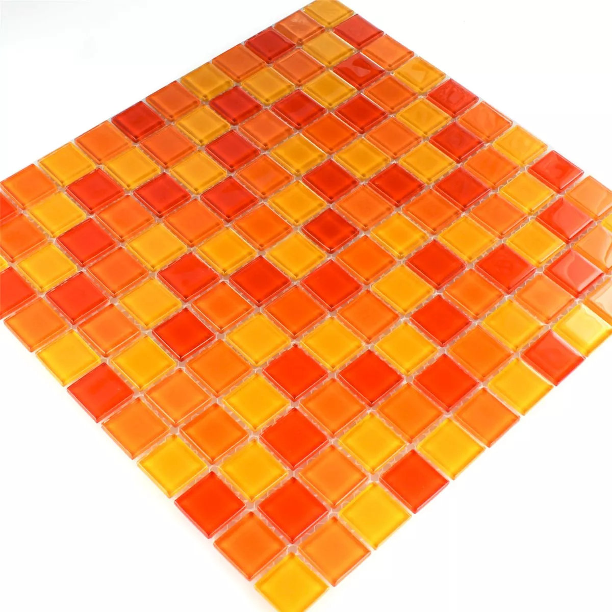 Muestra Azulejos De Mosaico Cristal Rojo Naranja Amarillo 