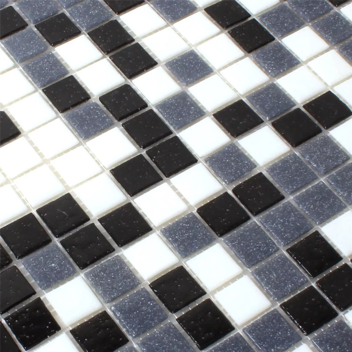 Muestra Azulejos De Mosaico Cristal Blanco Gris Negro Mezcla