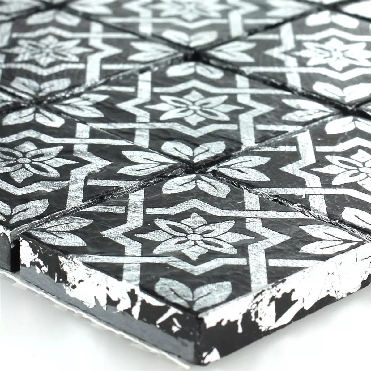 Azulejos De Mosaico Pizarra Óptica Platino Negro Azulejos De Mosaico Pizarra Óptica Platino Negro