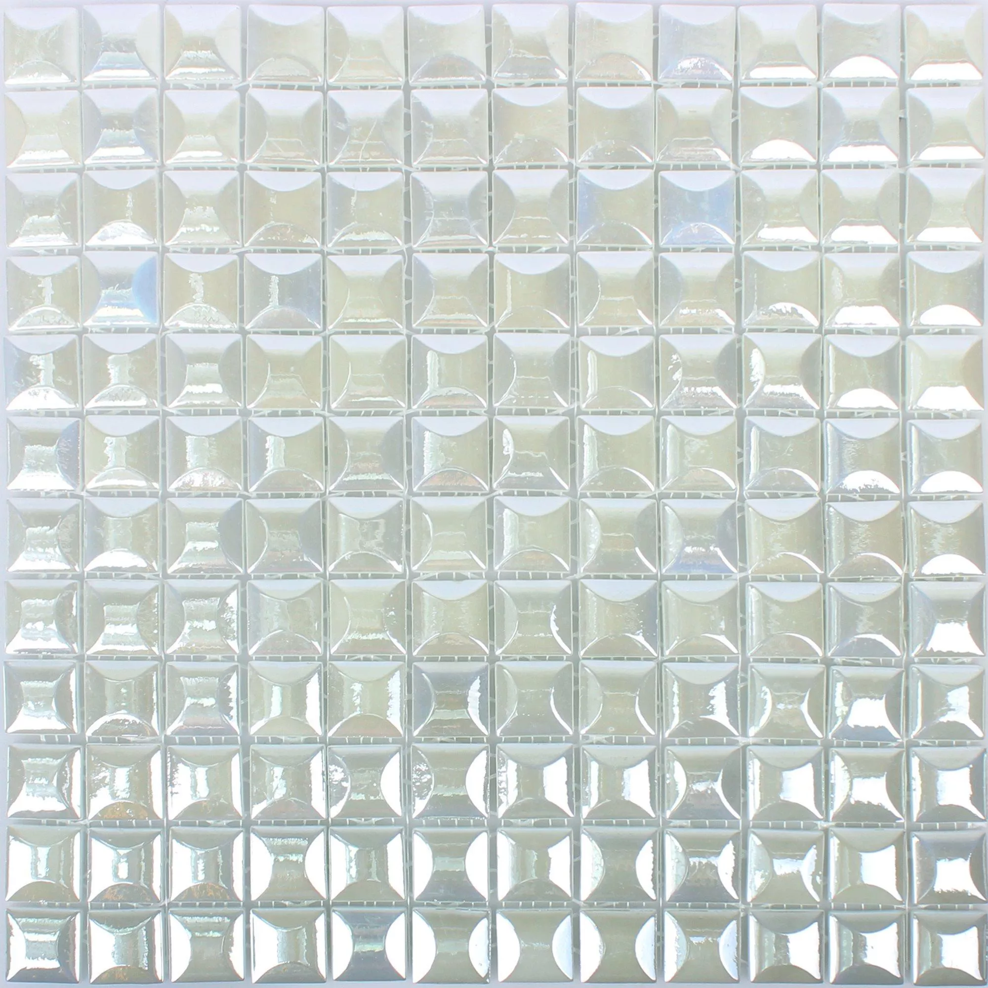 Mosaico De Cristal Azulejos Monrovia Blanco 3D Metálico