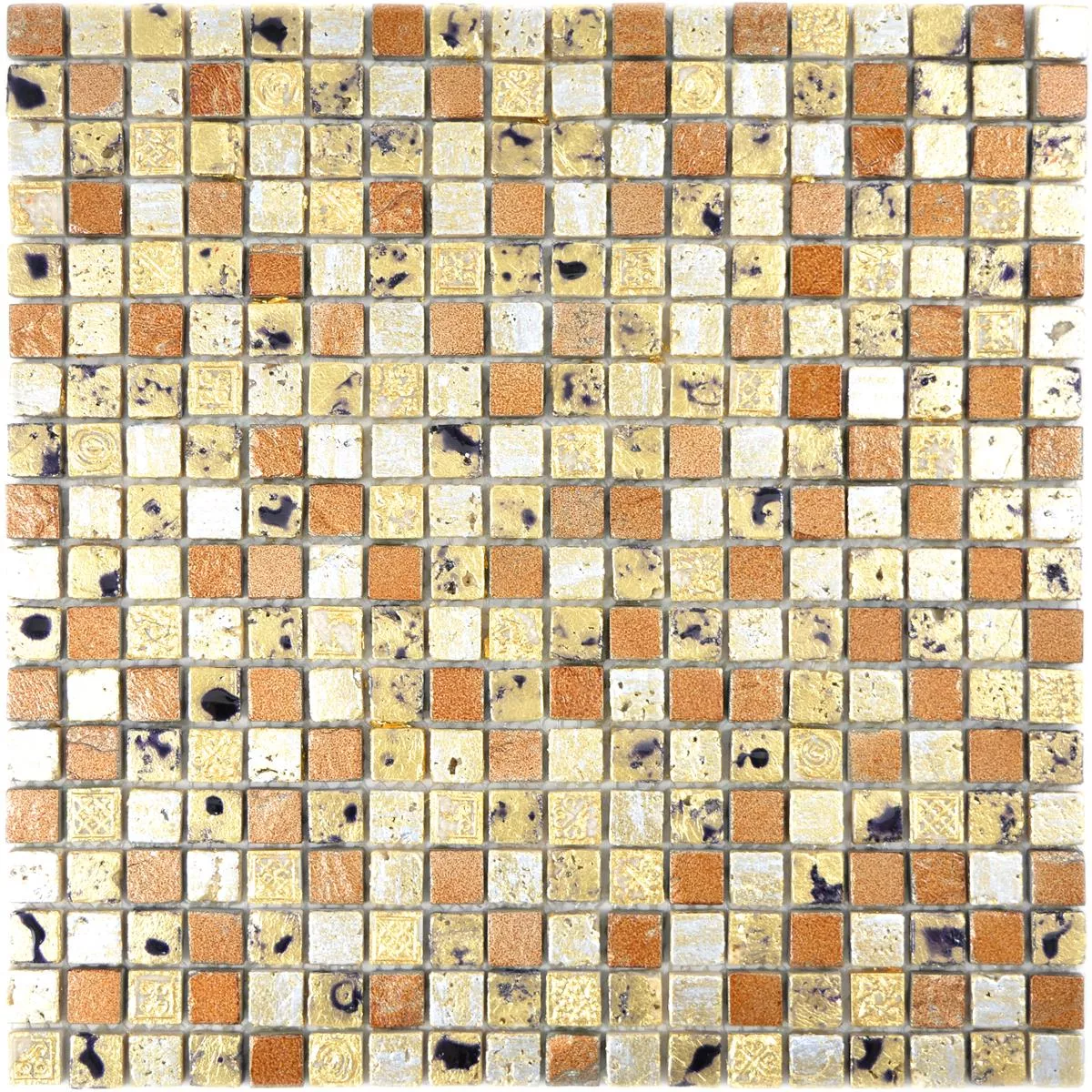 Piedra Natural Resina Azulejos De Mosaico Lucky Oro Bronce