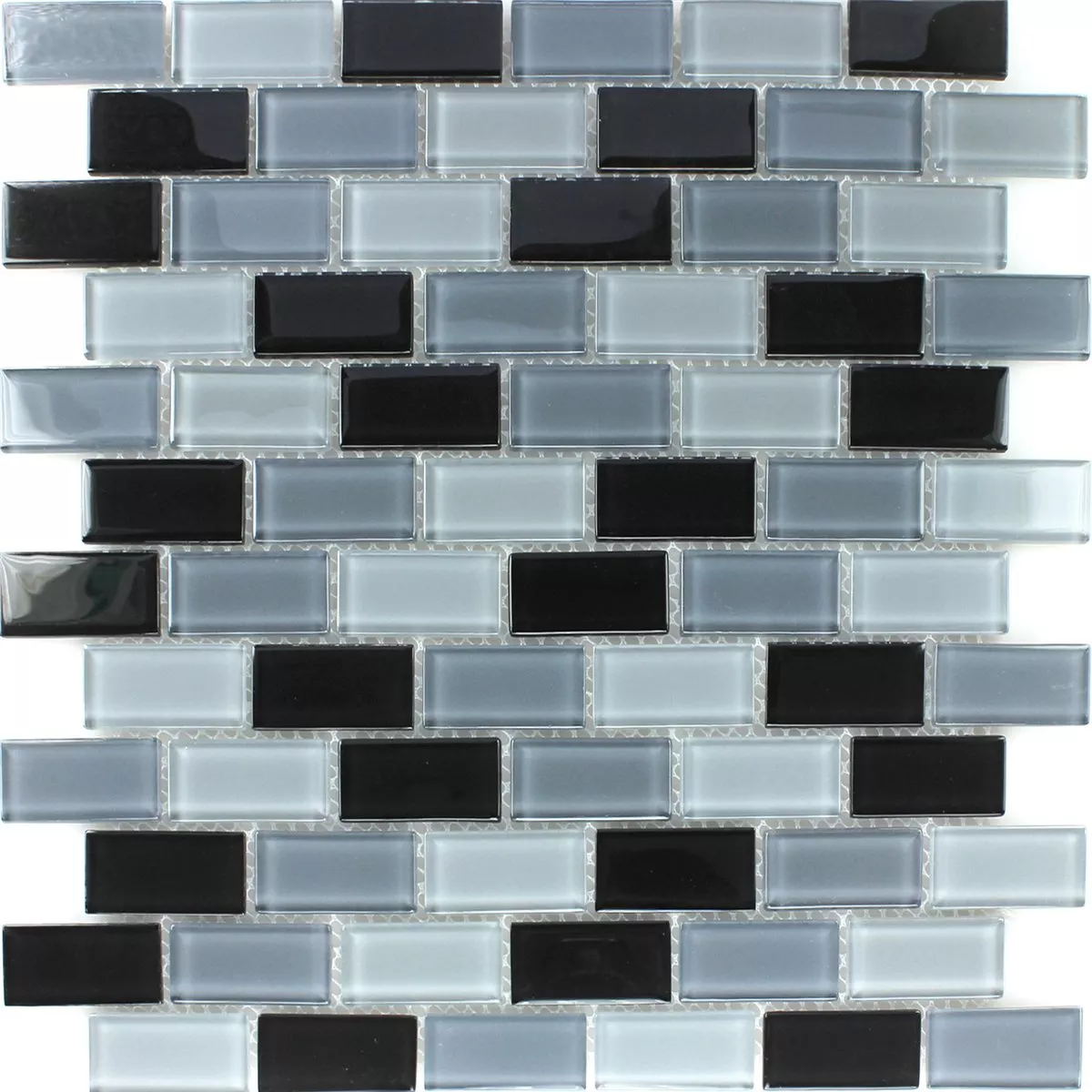 Mosaico De Cristal Azulejos Negro Mezcla 25x50x4mm