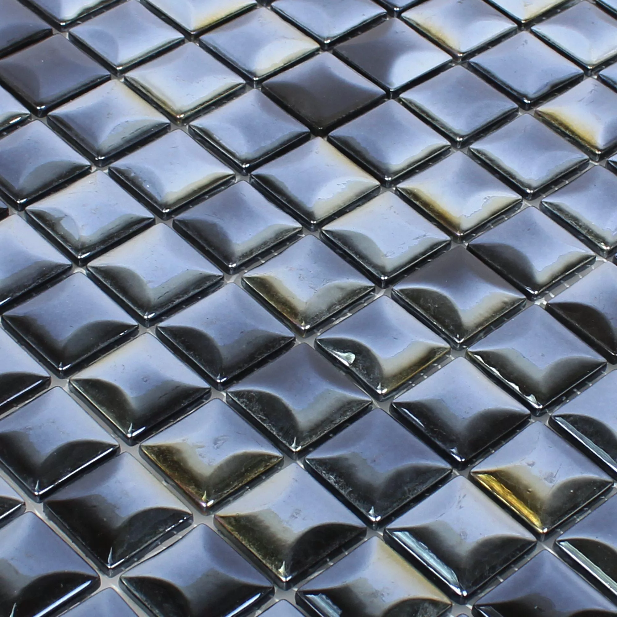 Mosaico De Cristal Azulejos Monrovia Negro 3D Metálico