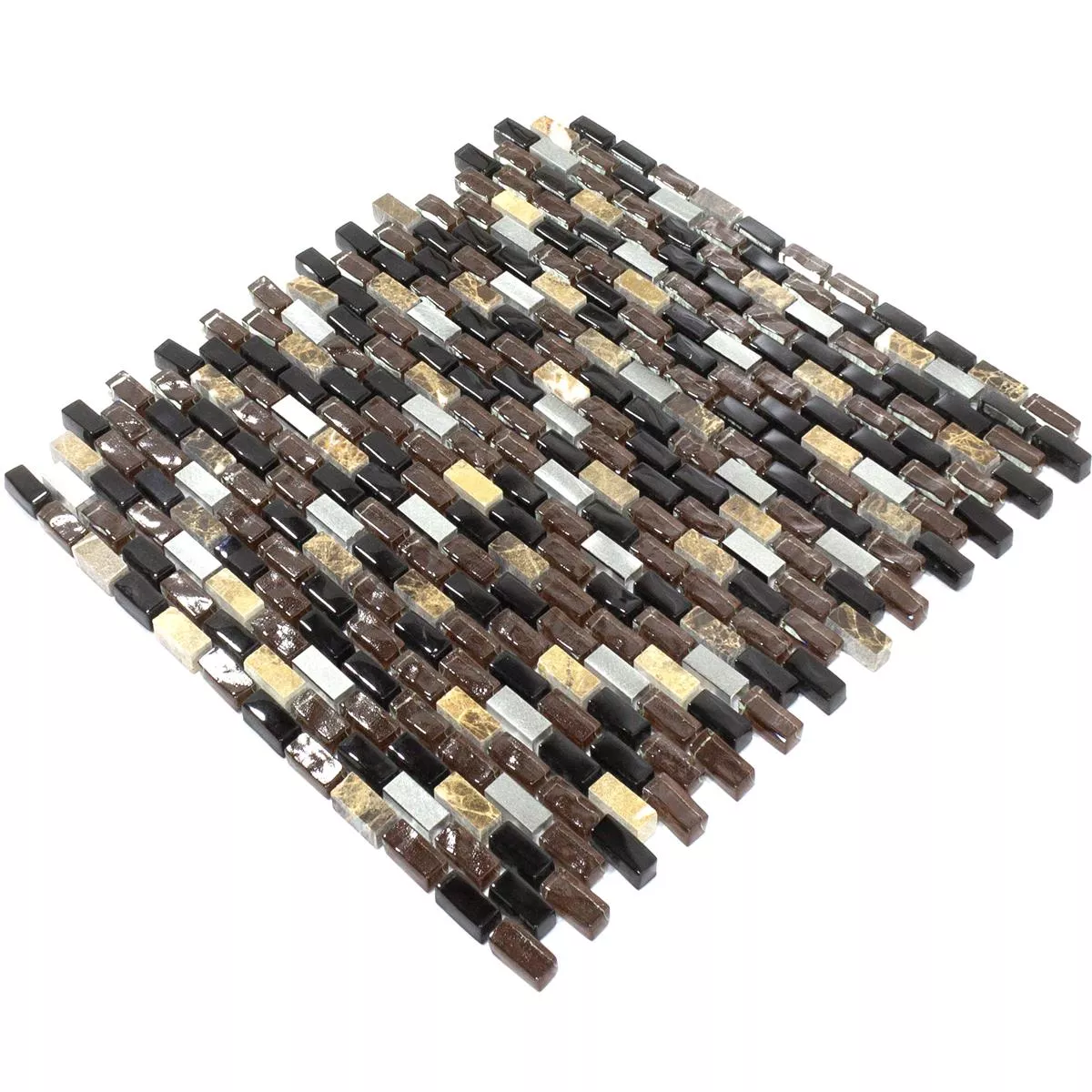 Cristal Mármol Auminio Azulejos De Mosaico Patterson Marrón Mix