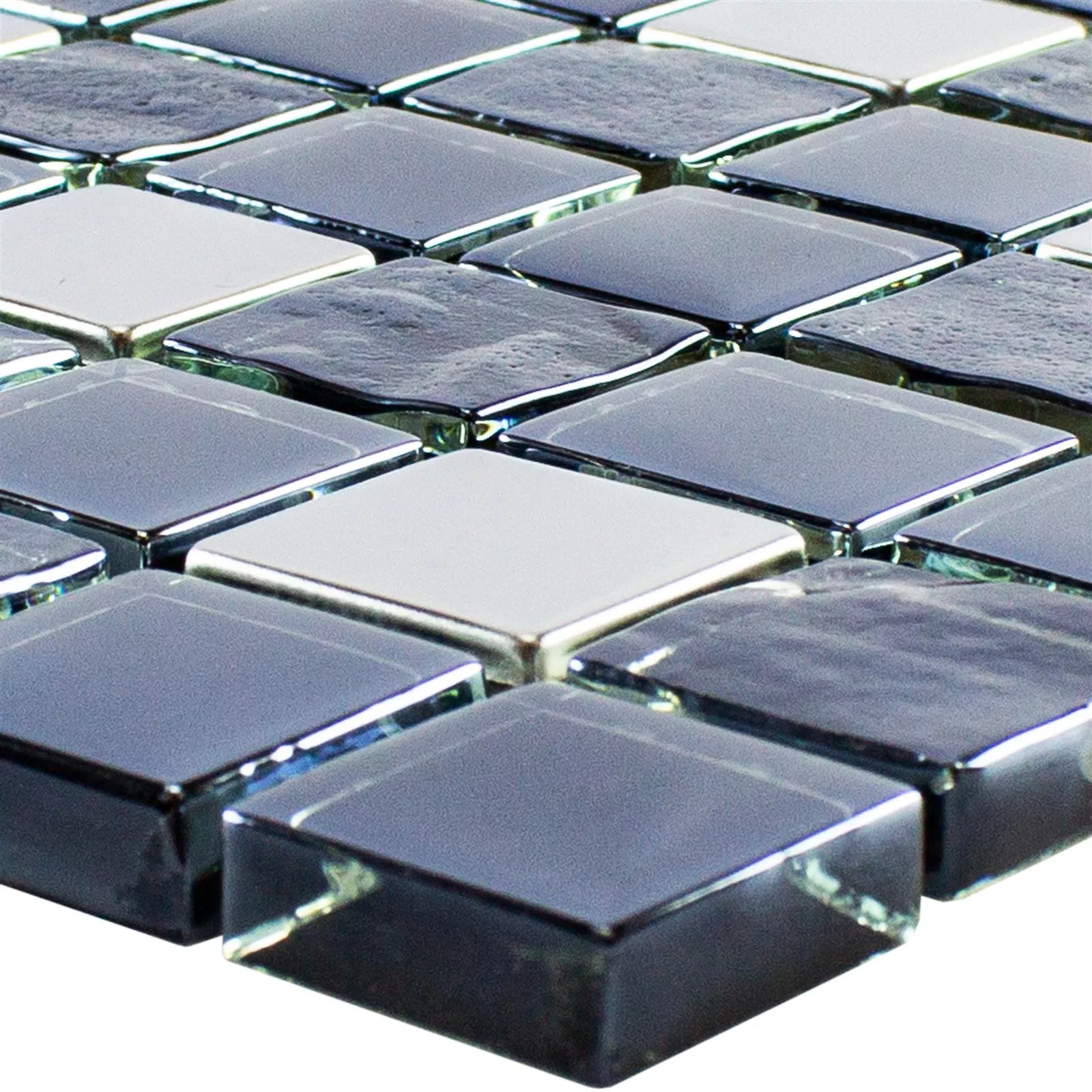 Mosaico De Cristal Azulejo Larisa Metallic Negro Plateado