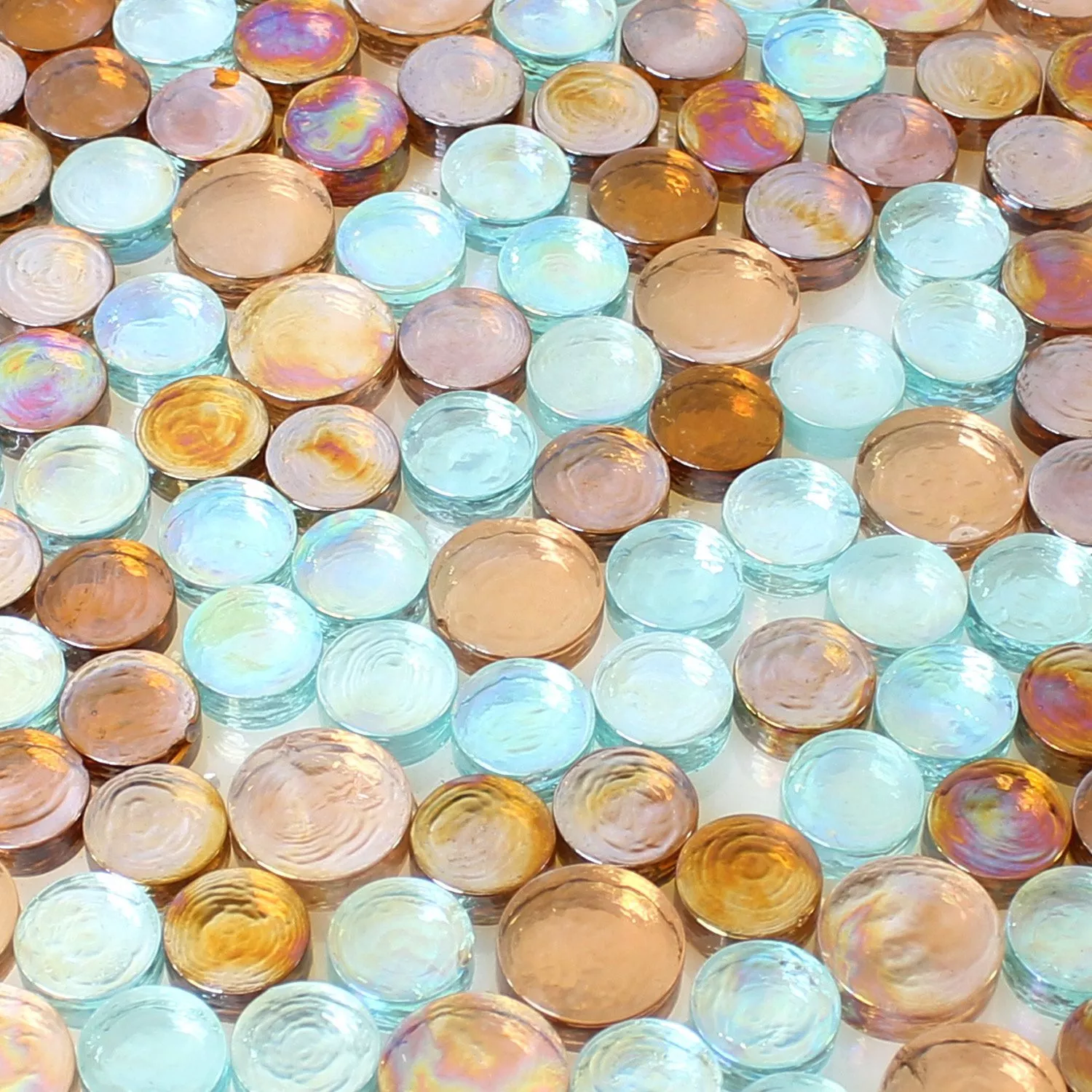 Azulejos De Mosaico Cristal Boton Marrón Turquesa Mezcla