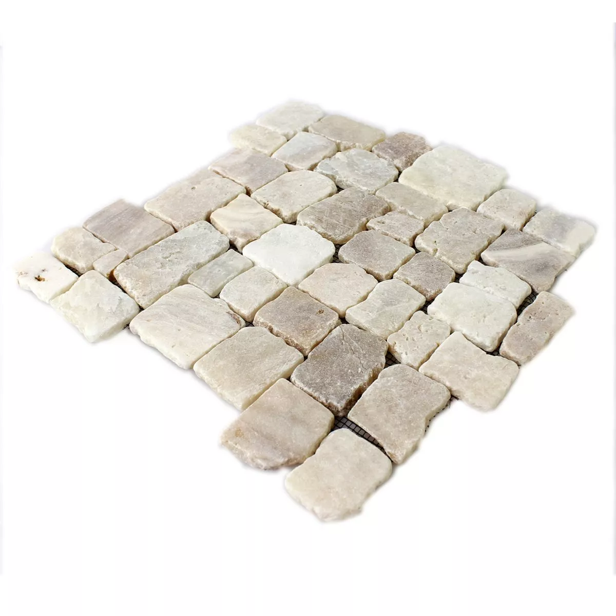 Muestra Azulejos De Mosaico Piedra Natural Cream Pulido