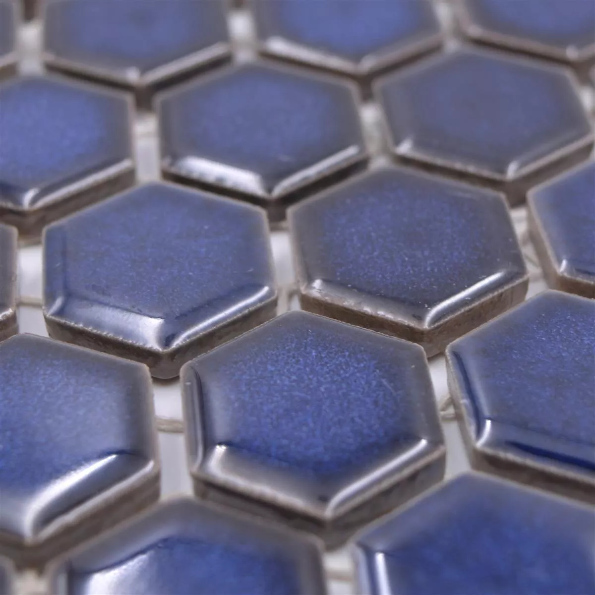 Muestra de Mosaico Cerámico Salomon Hexagonales Cobalto Azul H23