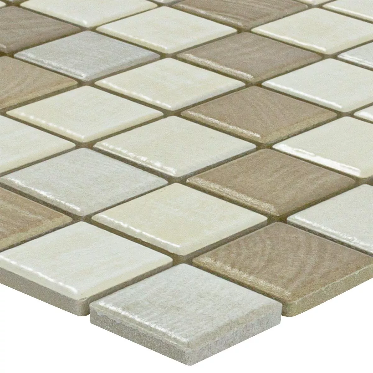 Mosaico Cerámico Azulejos Luminara Aspecto de Madera Marrón Beige