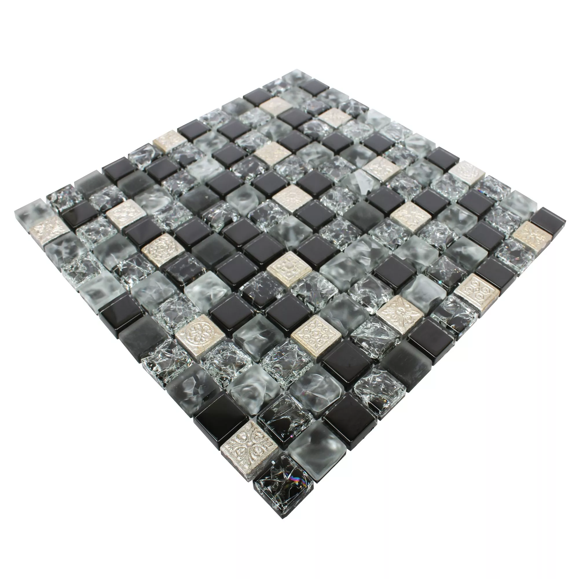 Cristal Resina Azulejos De Mosaico Bogardus Negro Mezcla