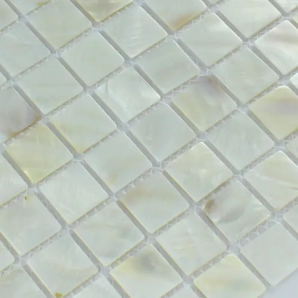 Azulejos De Mosaico Cristal Efecto Nacarado 25x25x2mm Blanco
