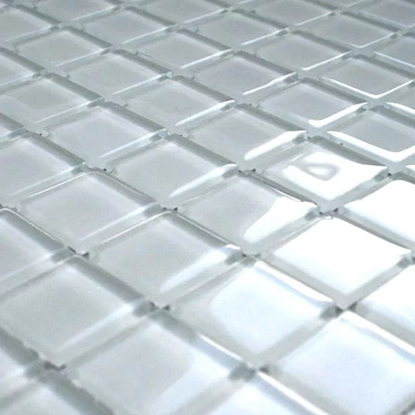 Muestra Mosaico De Cristal Azulejos Blanco Uni