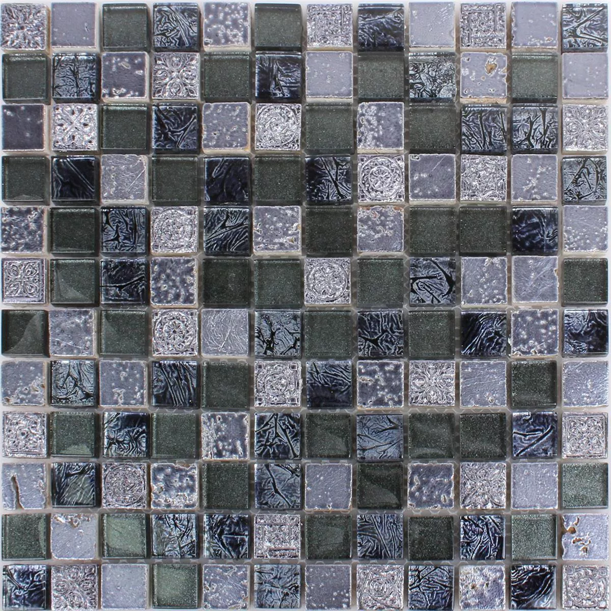 Muestra Azulejos De Mosaico Cristal Piedra Natural Maya Blue