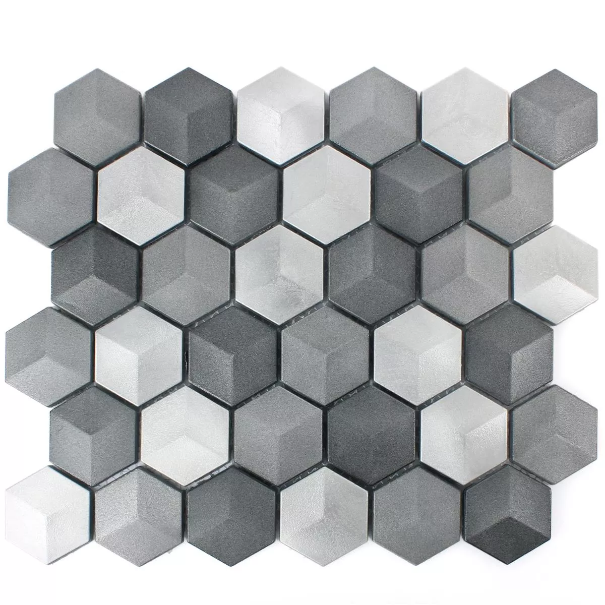 Muestra Azulejos De Mosaico Hexagonales Kandilo Negro Plateado