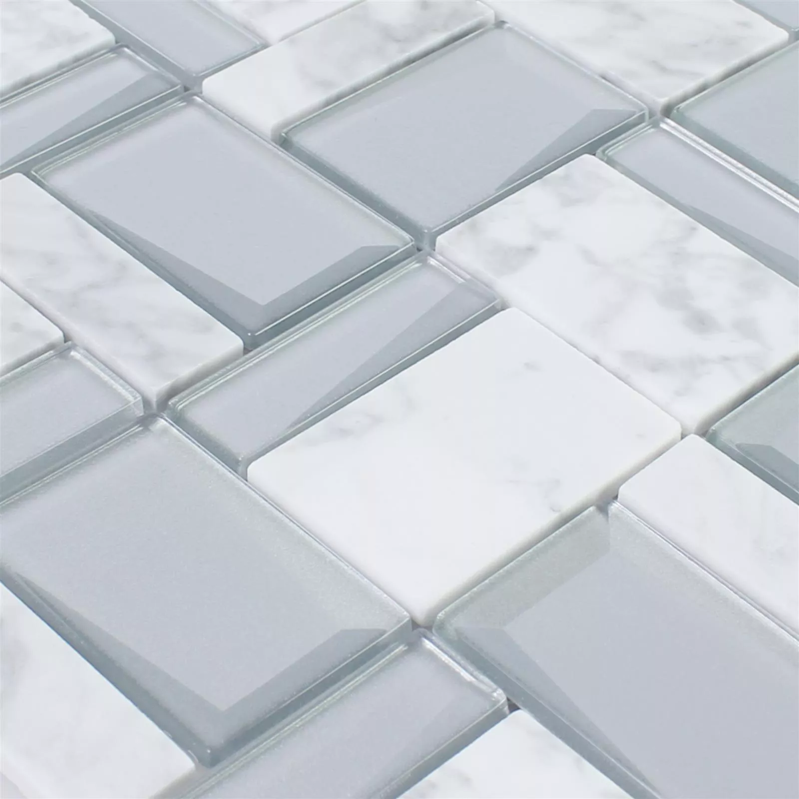 Muestra Cristal Mosaico De Piedra Natural Lapseki Blanco Plateado