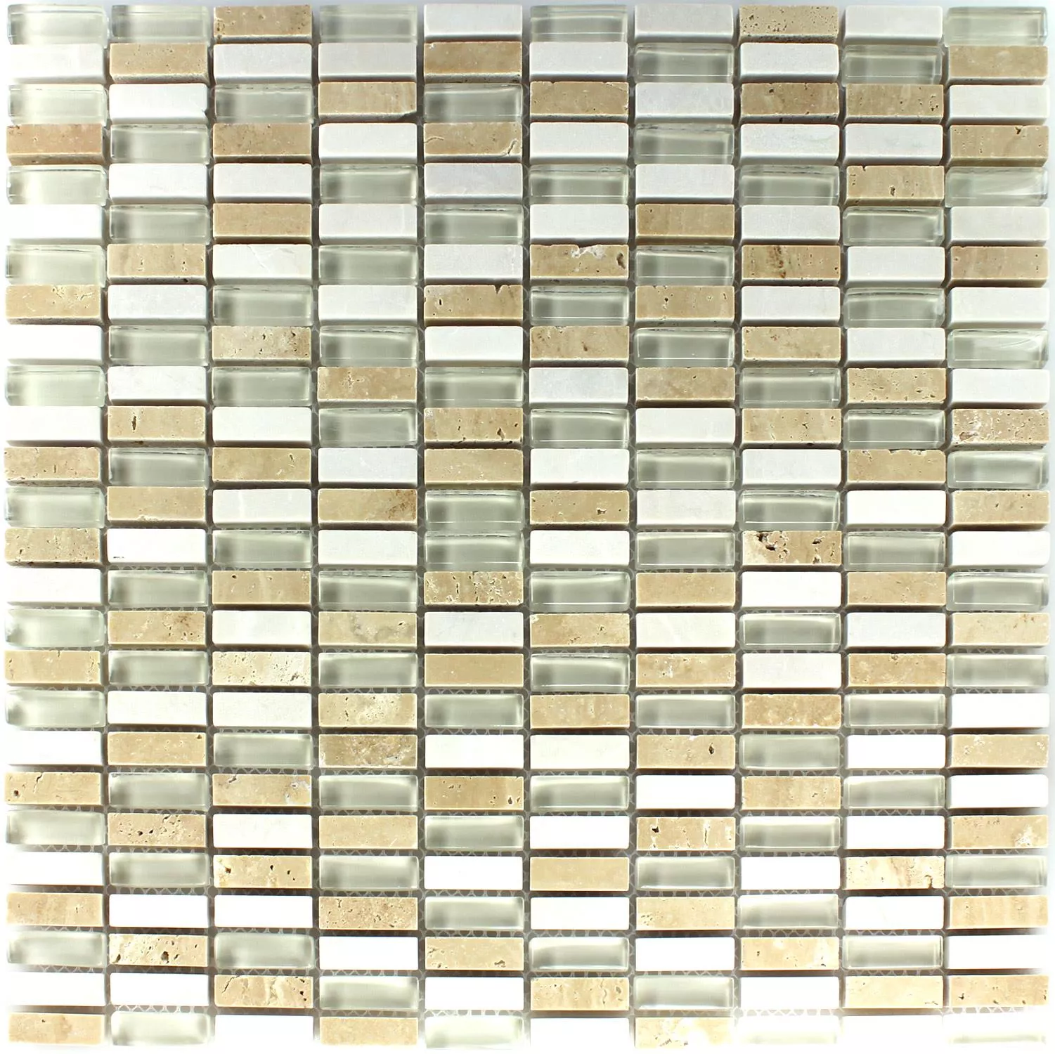 Azulejos De Mosaico Cristal Mármol Beige Mezcla 10x30x8mm