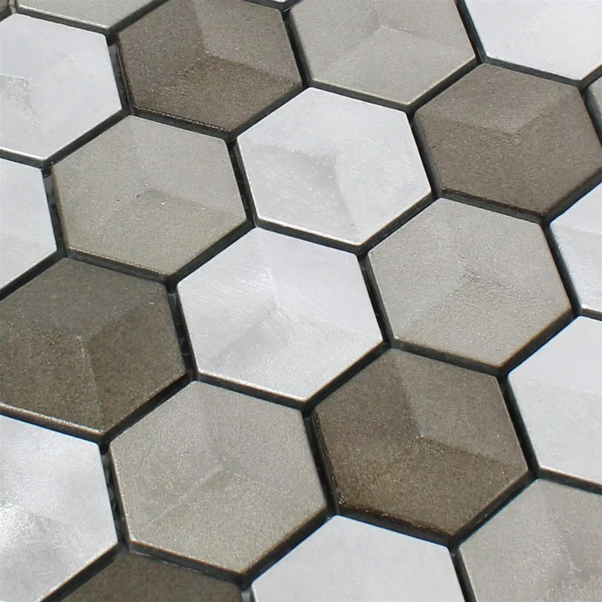 Muestra Azulejos De Mosaico Hexagonales Kandilo Marrón Plateado