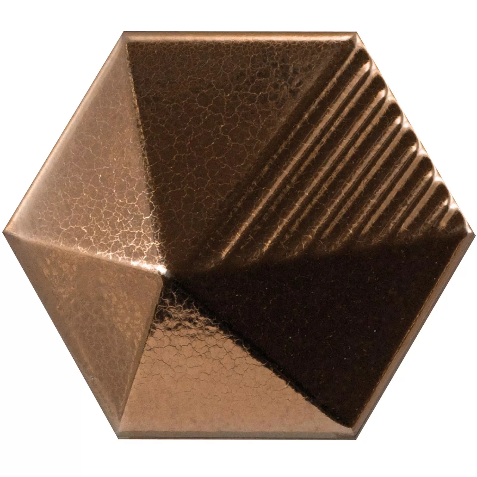 Muestra Revestimientos Rockford 3D Hexagonales 12,4x10,7cm Cobre