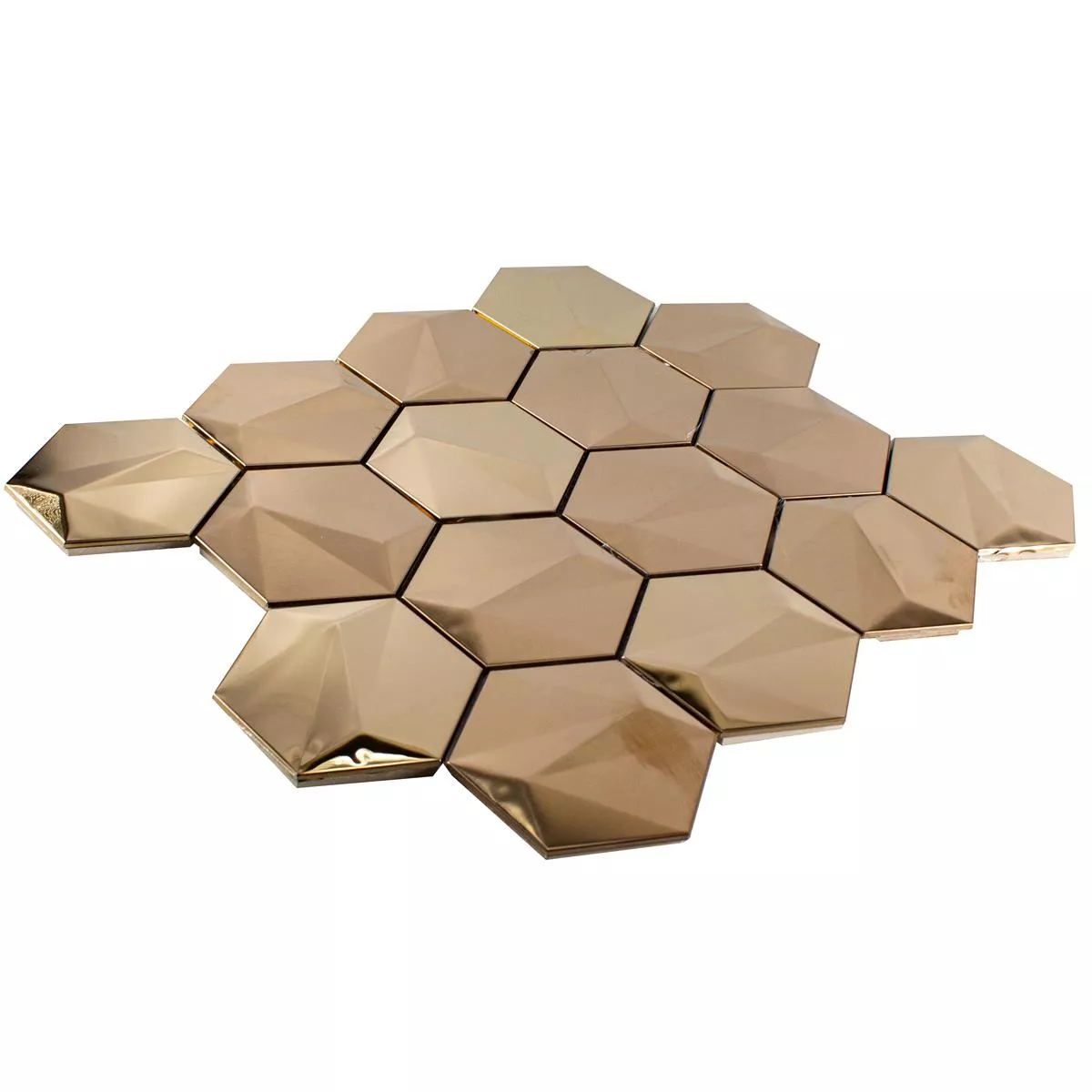 Acero Inoxidable Azulejos De Mosaico Durango Hexagonales 3D Cobre