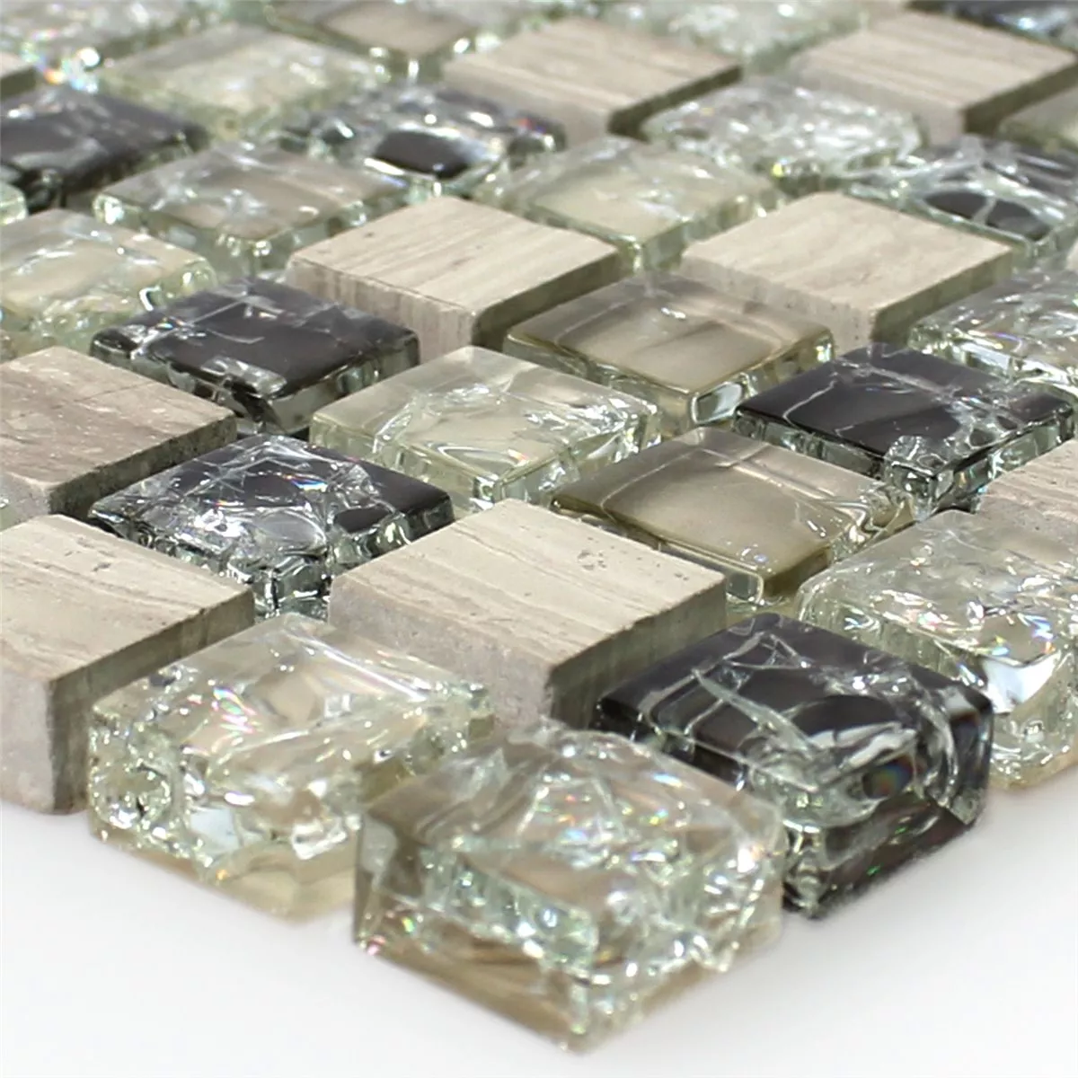 Muestra Azulejos De Mosaico Cristal Piedra Natural Vidrios Rotos Gris Verde