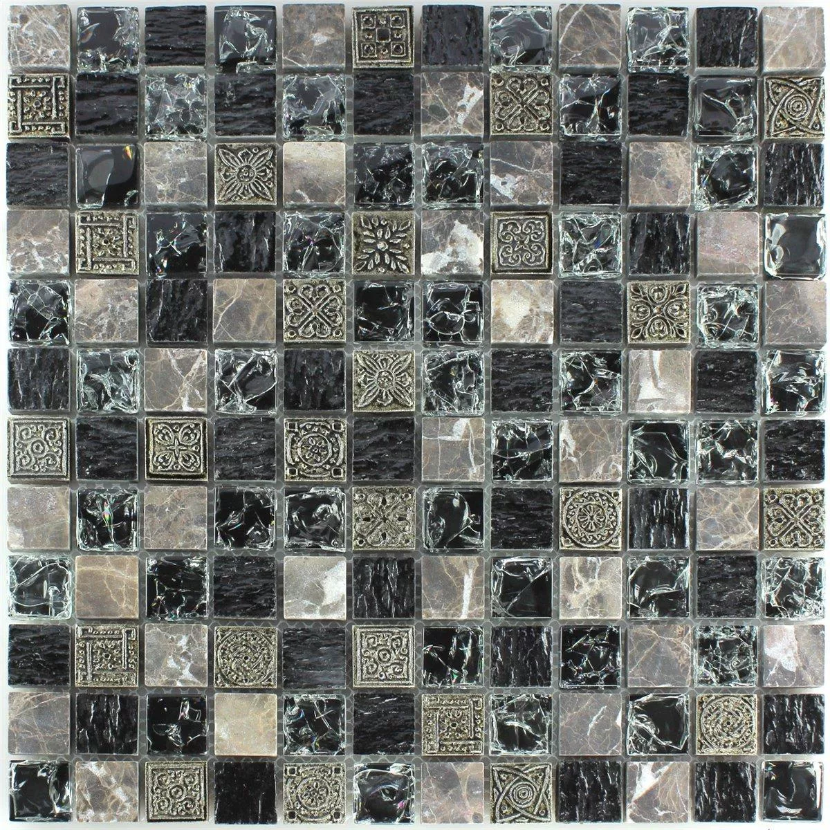 Azulejos De Mosaico Cristal Mármol Efecto Negro