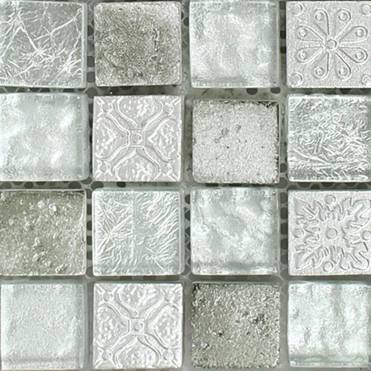 Muestra Azulejos De Mosaico Georgia Cristal Piedra Natural Mezcla Plateado