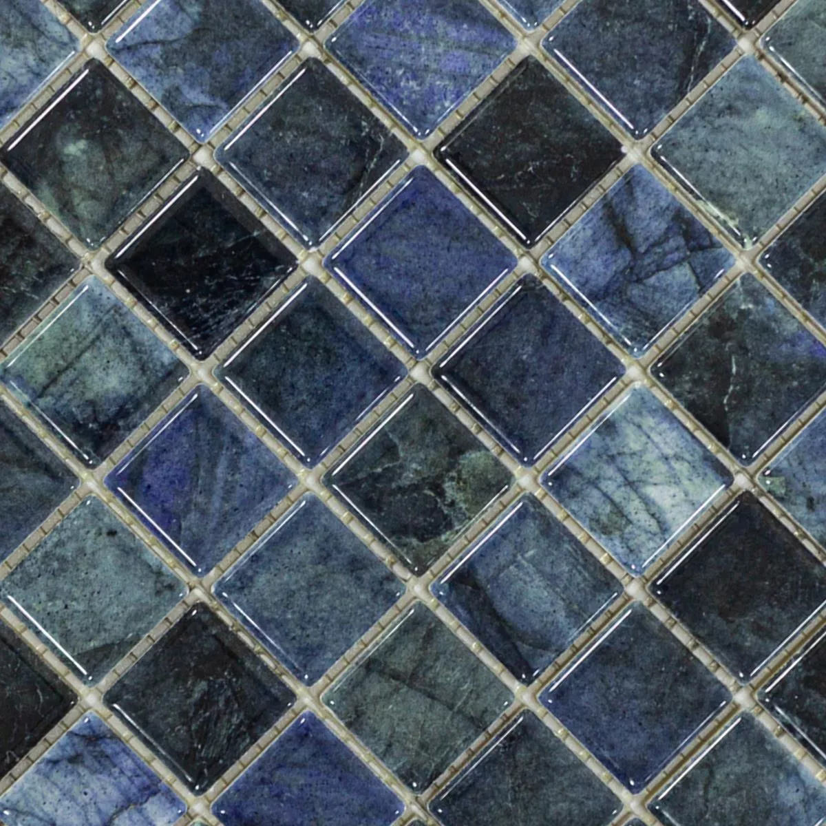 Mosaico Cerámico Azulejos Elysium Aspecto De Mármol Azul 23