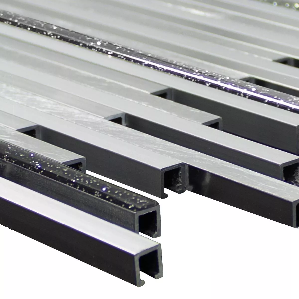 Auminio Metal Azulejos De Mosaico Bilbao Stripes Negro Auminio Metal Azulejos De Mosaico Bilbao Stripes Negro