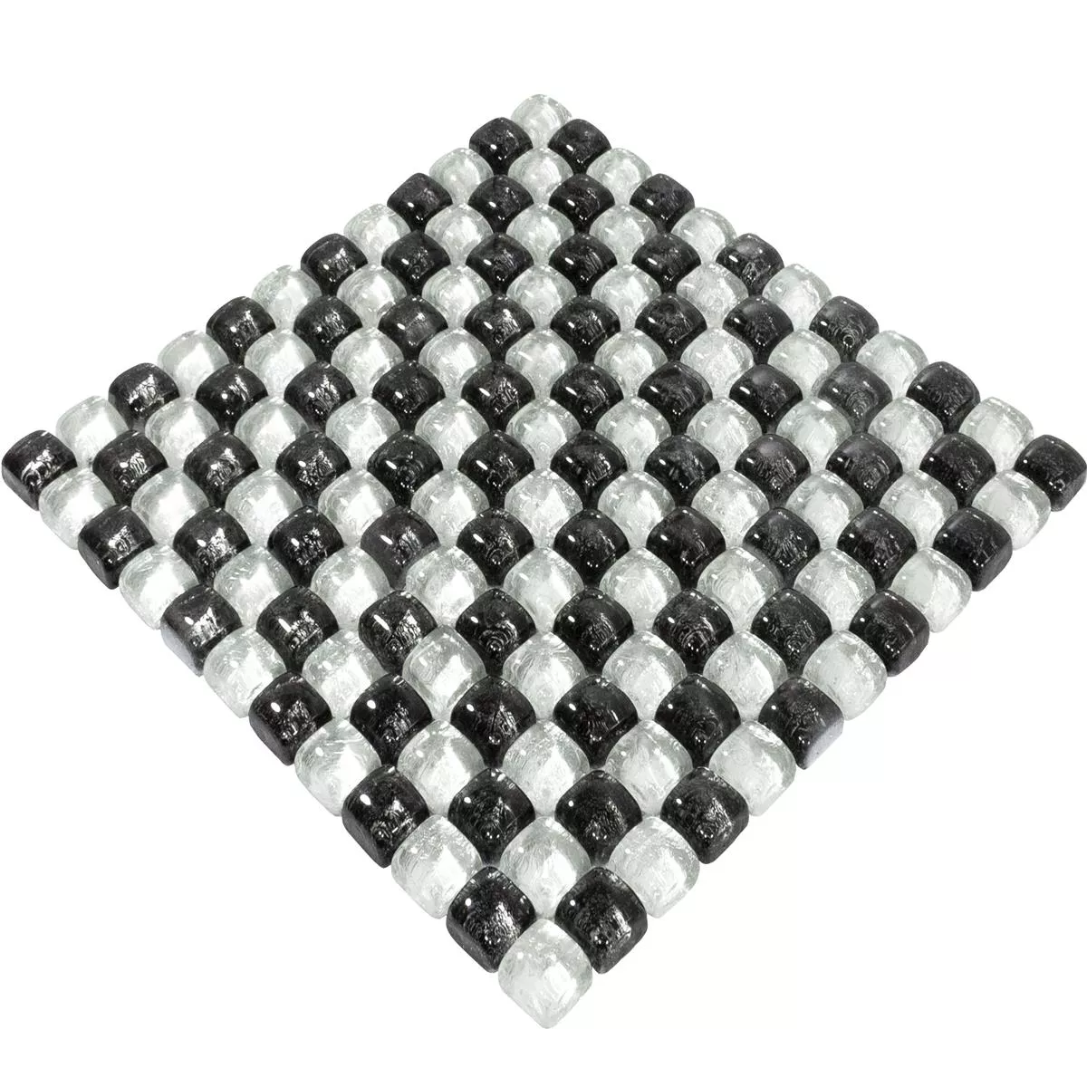 Muestra Mosaico de Cristal Azulejos Avola Negro Blanco