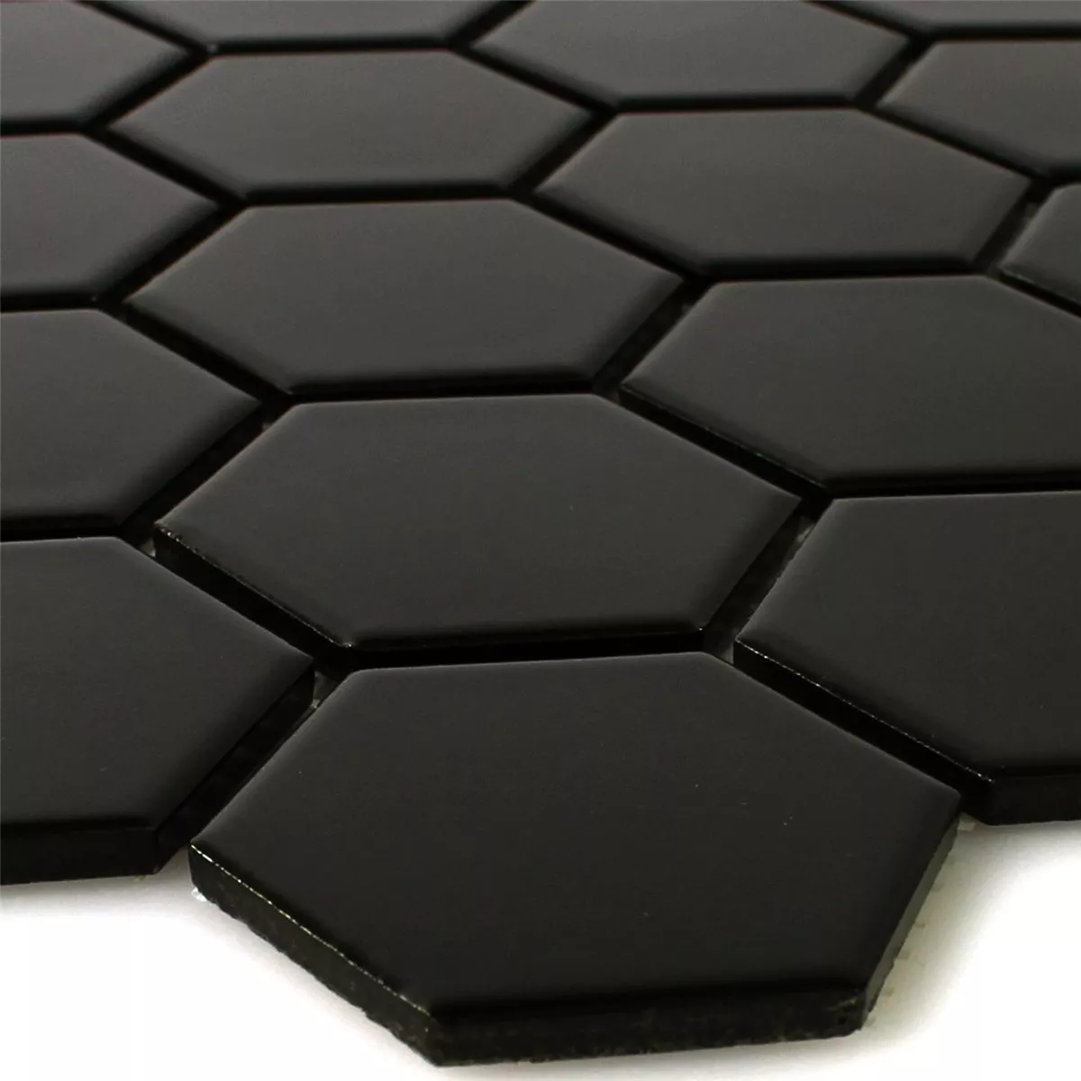 Azulejos De Mosaico Cerámica Hexagonales Negro Mate H51