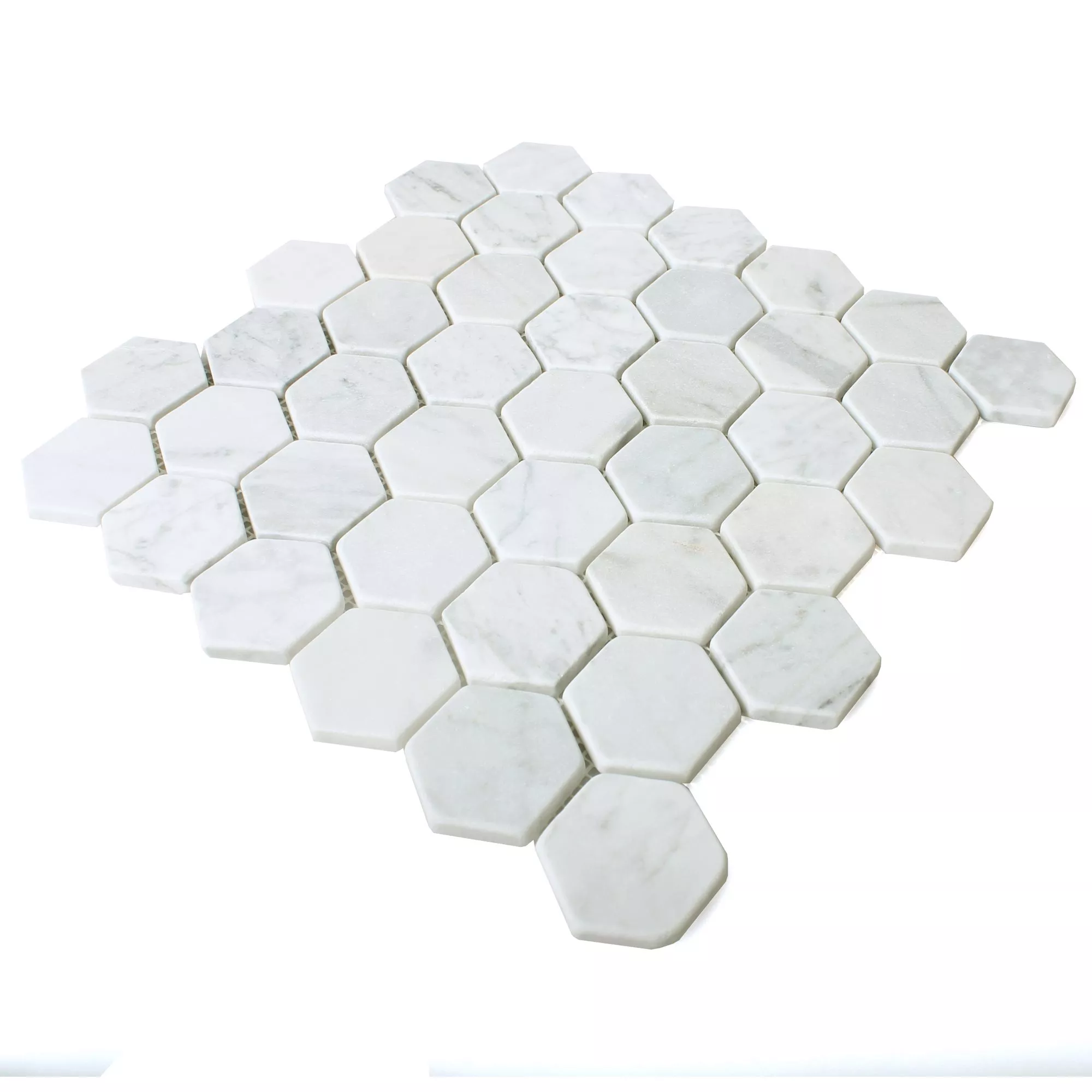 Azulejos De Mosaico Mármol Wutach Hexagonales Blanco Carrara