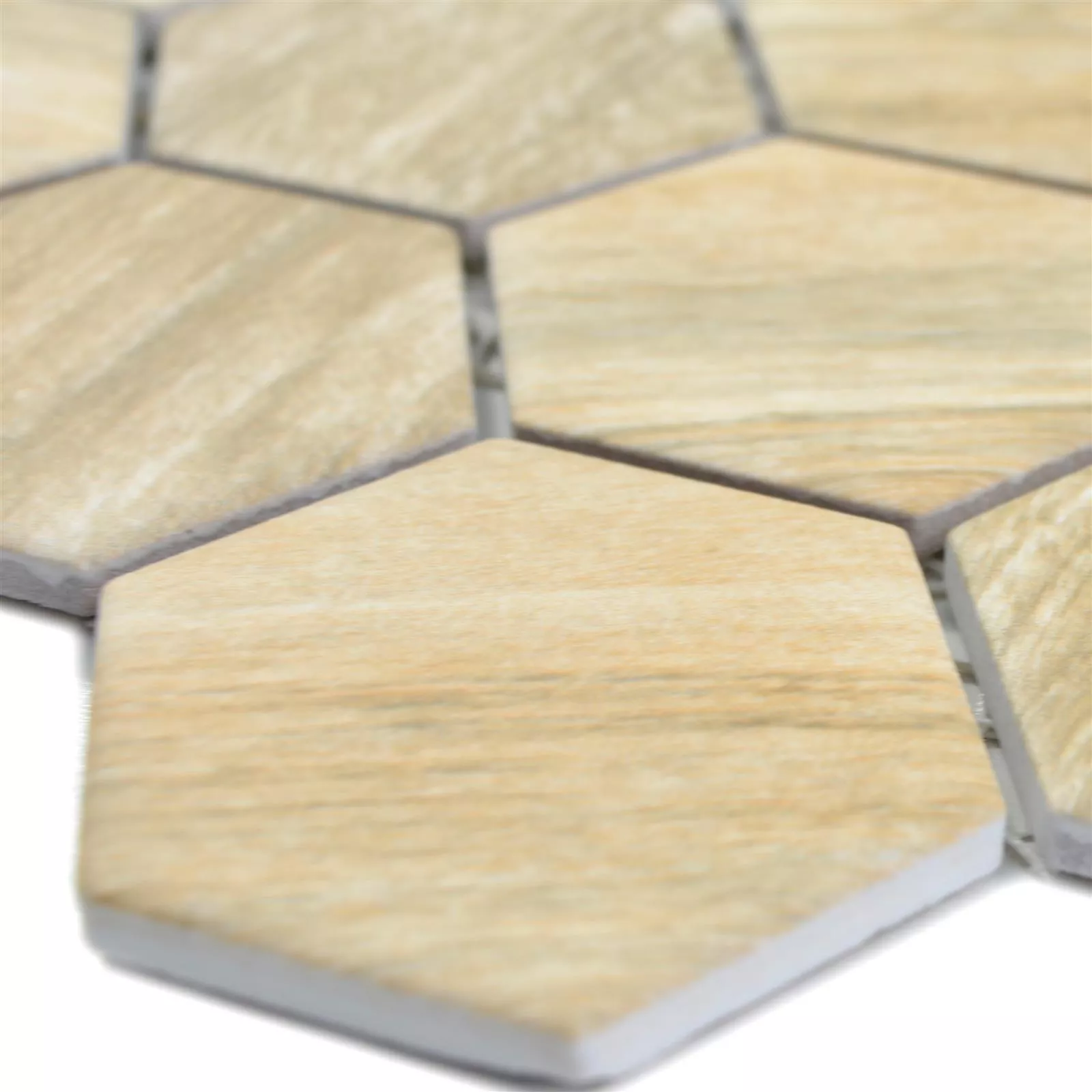 Mosaico Cerámico Duponti Hexagonales Aspecto De Madera Beige Mosaico Cerámico Duponti Hexagonales Aspecto De Madera Beige