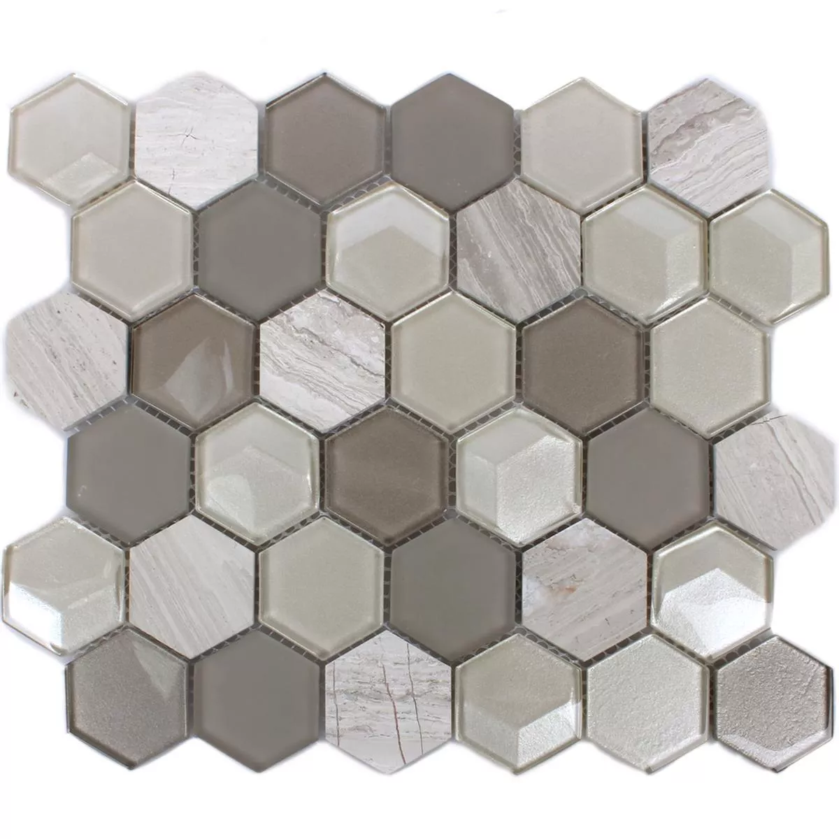 Azulejos De Mosaico Cristal Piedra Natural Hexagonales Gris Claro 3D