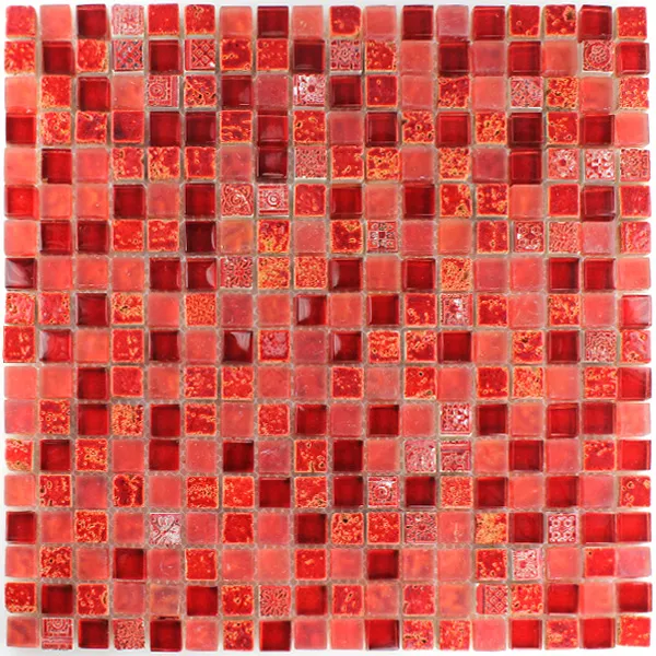 Azulejos De Mosaico Escimo Cristal Piedra Natural Mezcla Rojo
