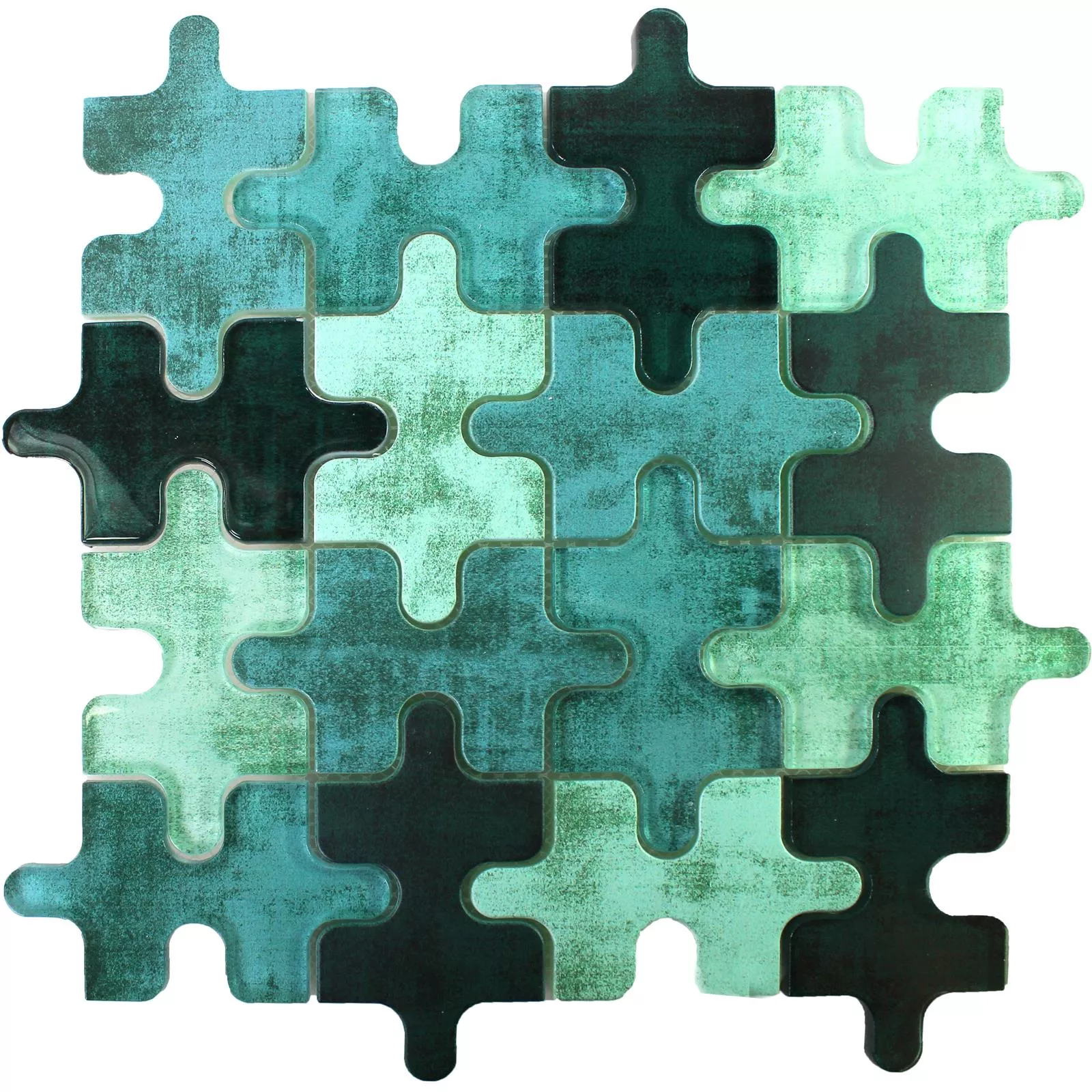 Mosaico De Cristal Azulejos Puzzle Verde