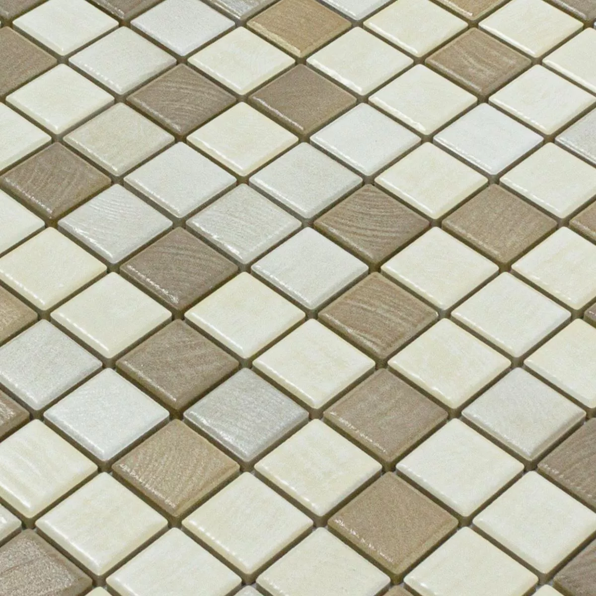 Mosaico Cerámico Azulejos Luminara Aspecto de Madera Marrón Beige