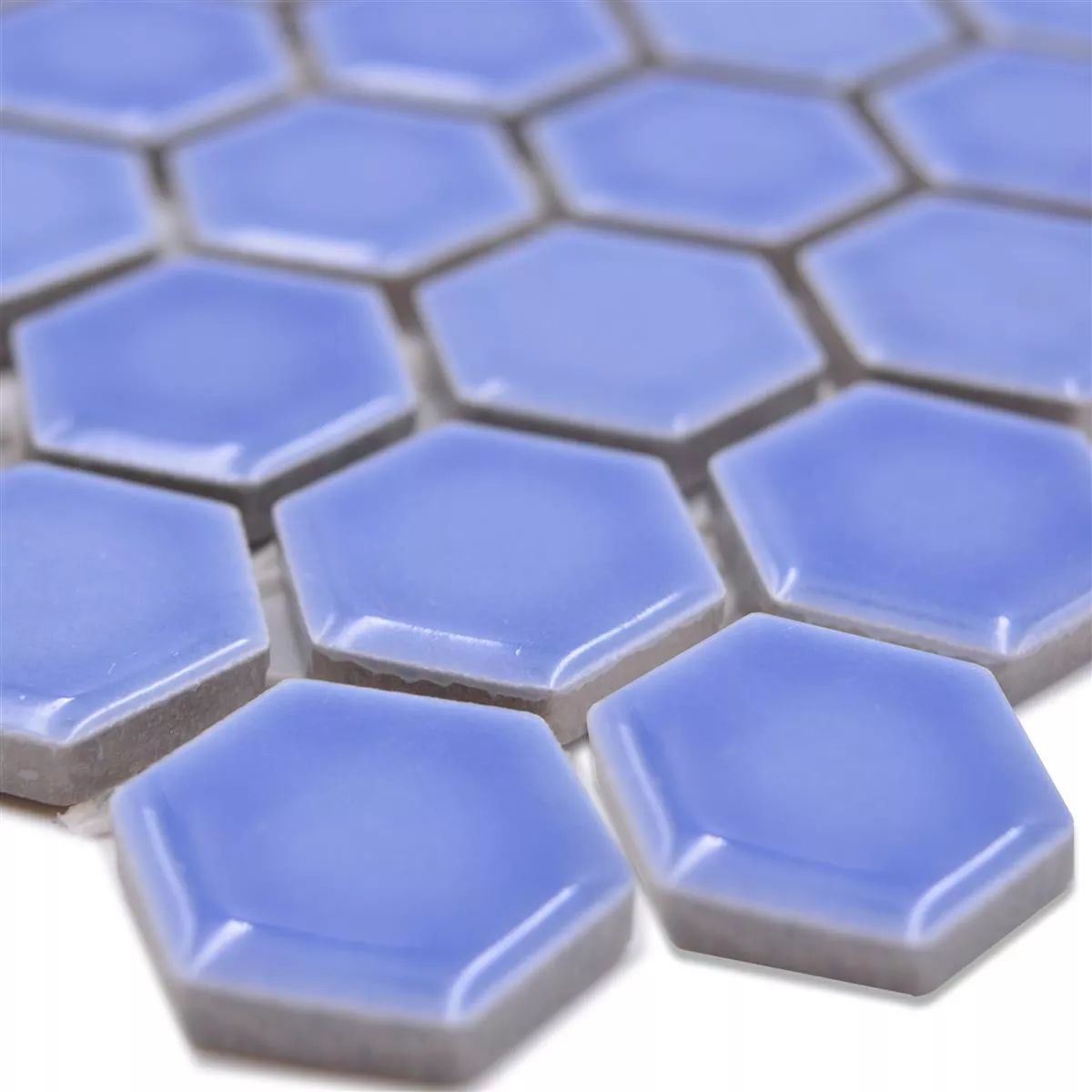 Muestra de Mosaico Cerámico Salomon Hexagonales Azul Claro H23