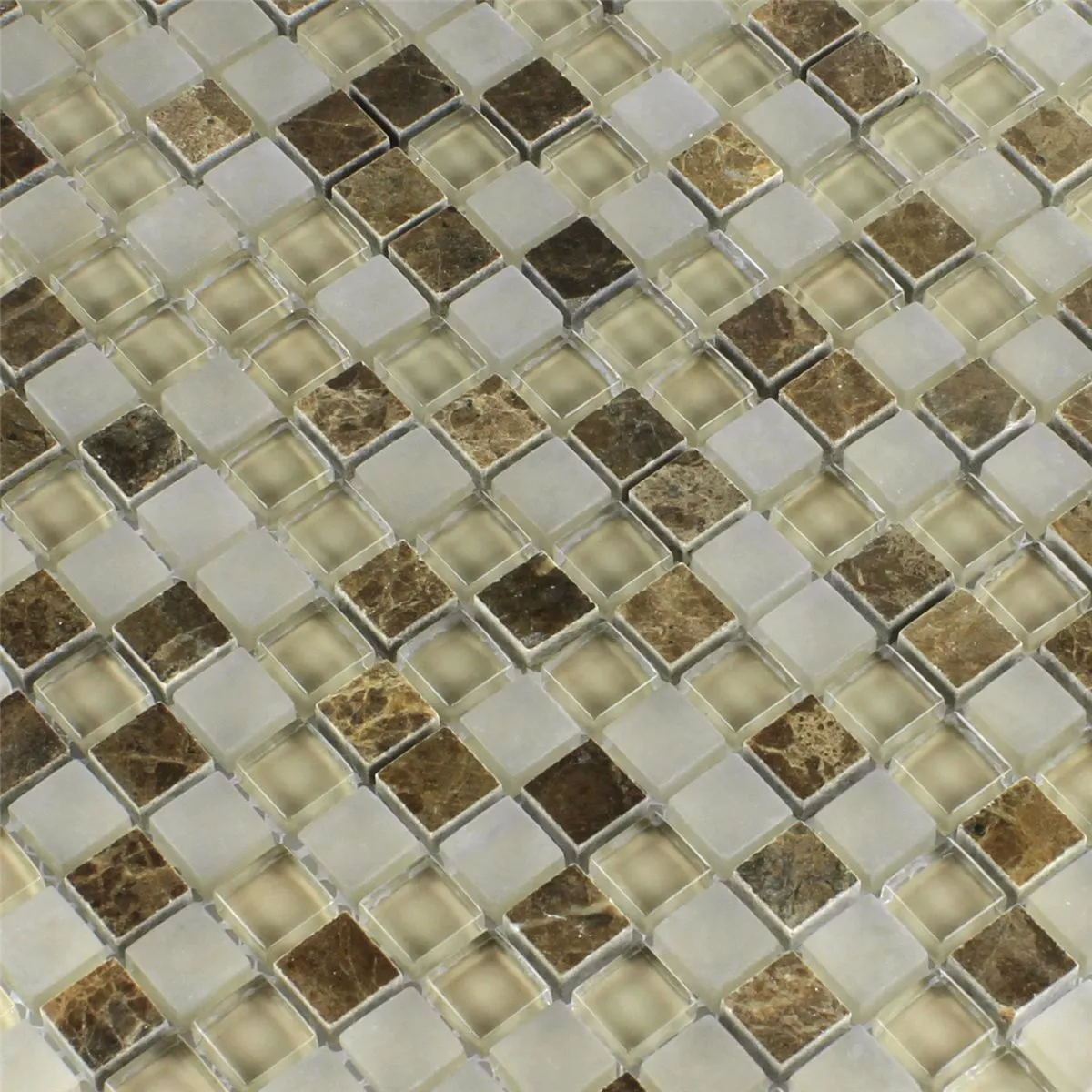Azulejos De Mosaico Cristal Mármol Quebeck Marrón 15x15x8mm